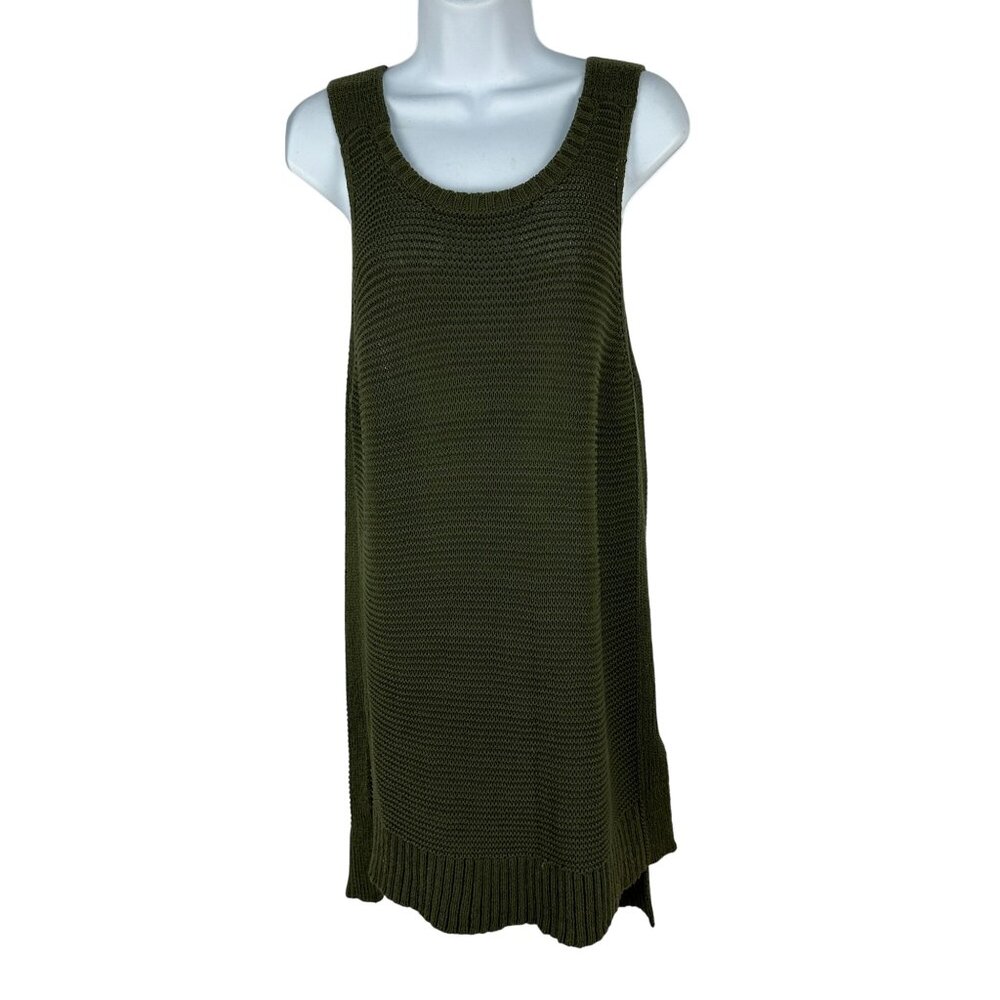 Lou & Grey Womens Olive Green Knit Tank Dress Small Cotton & Polyester
